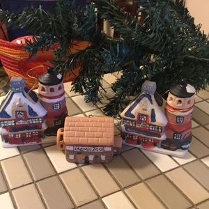 NIB Vintage Badcock Home Christmas Ornaments. Set of 3 ceramic hanging ornaments